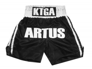 Custom Design Old school Boxing Shorts : KNBXCUST-2042-Black